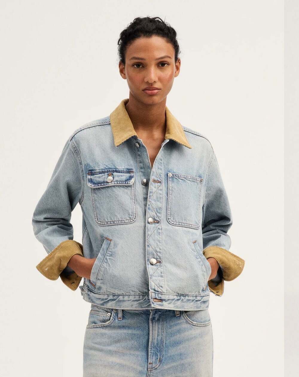 Madewell Denim Rancher Jacket with Corduroy Collar Size X-small NWT